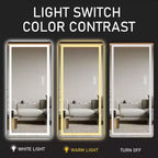 Specchio a LED verticale a figura intera con staffa, autoportante o da parete, specchio da trucco moderno per camera da letto e spogliatoio