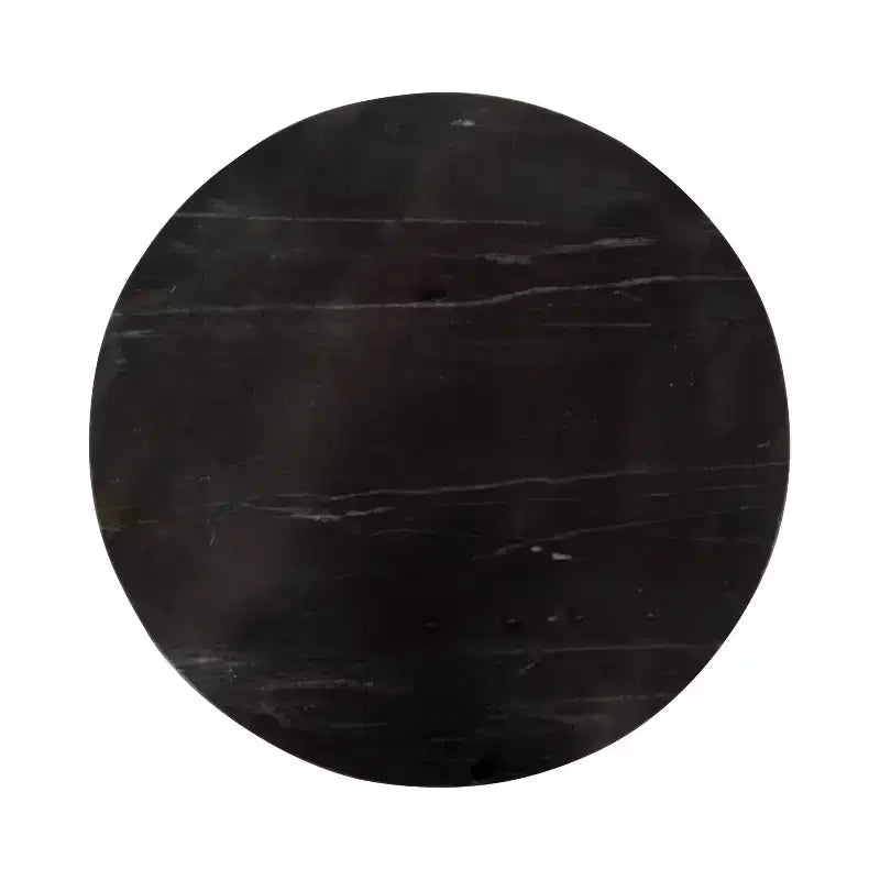 Tira Tavolino Rotondo in Marmo e Metallo, Nero, 14x14x24