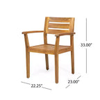 Christopher Knight Home Huodi Set da pranzo moderno a 7 pezzi in acacia con design a doghe per patio