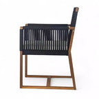 Christopher Knight Home Thrinot Ensemble de salle à manger moderne 7 pièces en acacia pour terrasse avec table à lattes et design en corde