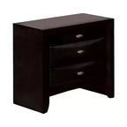 Comodino spazioso, pomelli in metallo, 3 cassetti, legno massello nero