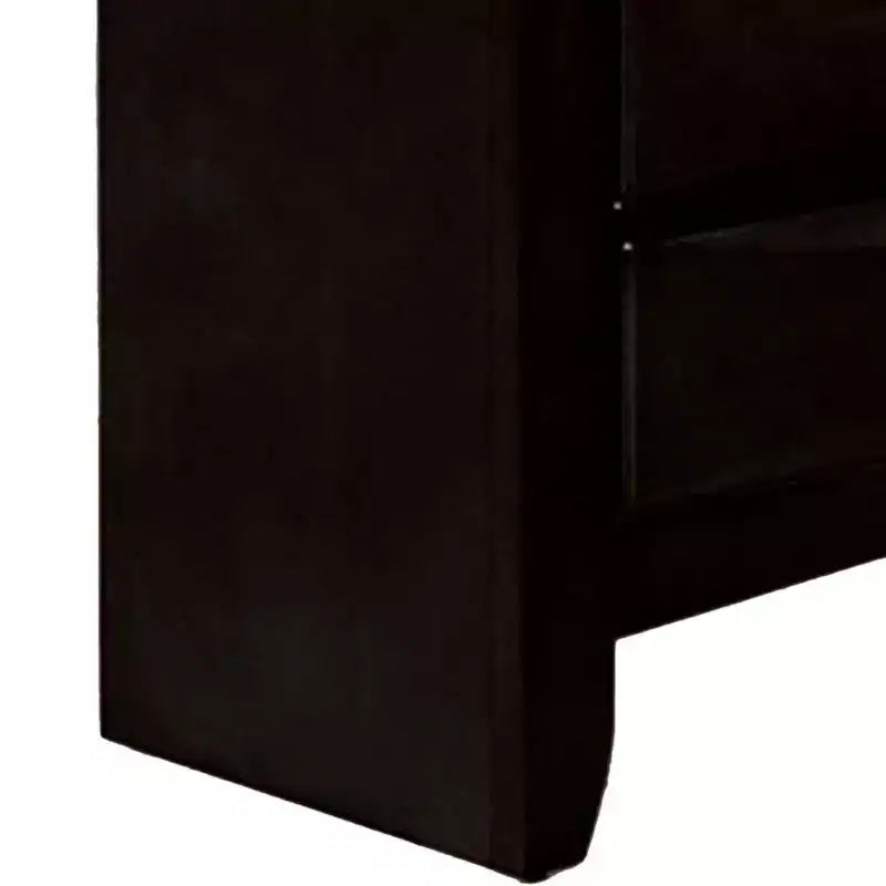 Comodino spazioso, pomelli in metallo, 3 cassetti, legno massello nero