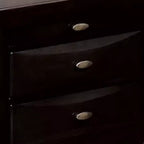 Comodino spazioso, pomelli in metallo, 3 cassetti, legno massello nero