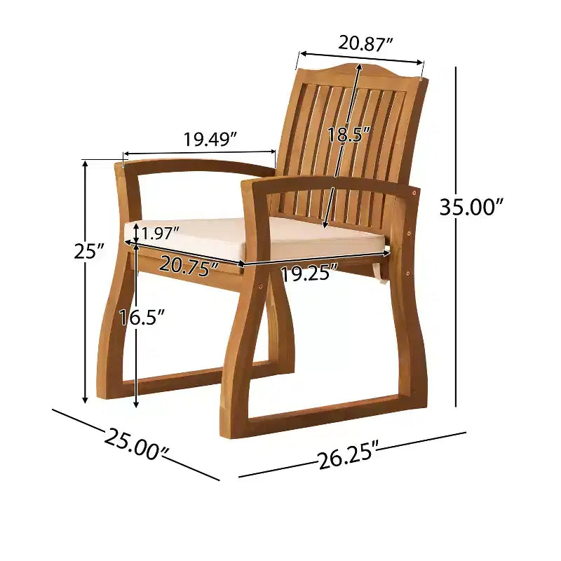 Christopher Knight Home Wrinki Set da pranzo moderno per patio in acacia a 7 pezzi con design a doghe