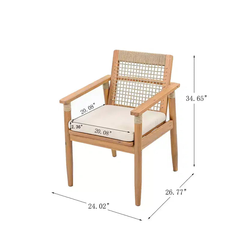 Christopher Knight Home Bryan Set da pranzo moderno da 7 pezzi da giardino in acacia con tavolo a doghe e design in corda
