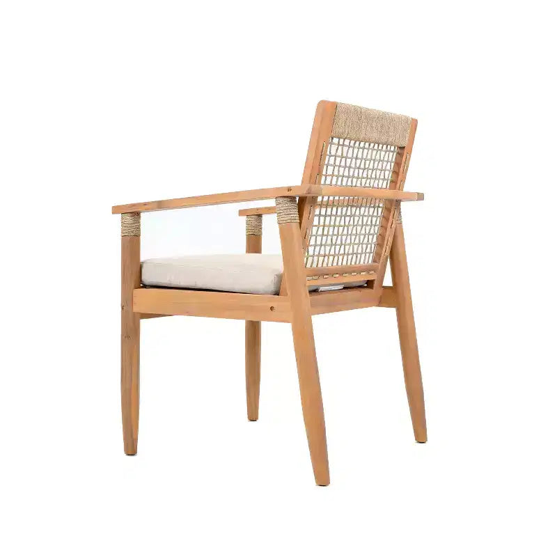 Christopher Knight Home Bryan Set da pranzo moderno da 7 pezzi da giardino in acacia con tavolo a doghe e design in corda