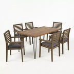 Set da pranzo da 7 pezzi da esterni in legno di acacia con cuscini Irish Rustic Christopher Knight Home