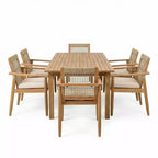 Christopher Knight Home Andiez Set da Pranzo da Esterno Moderno da 7 Pezzi in Acacia con Tavolo Espandibile a Doghe e Design in Corda