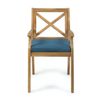 Christopher Knight Home Perla Set da Pranzo Rustico da Giardino 7 Pezzi in Legno di Acacia con Cuscini