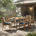 Christopher Knight Home Perla Rustic 7 Piece Patio Acacia Wood Dining Set with Cushions