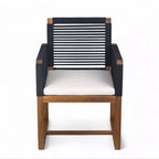 Christopher Knight Home Cristi Set da pranzo moderno per patio da 7 pezzi in acacia con tavolo a doghe, gambe in ferro e design in corda