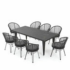 Christopher Knight Home Dominca Set da pranzo Boho da 9 pezzi in ferro e rattan con cuscini per patio