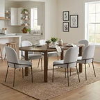 Christopher Knight Home Samori, ensemble de salle à manger moderne 7 pièces avec table ovale et chaises rembourrées en hévéa et fer