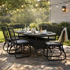 Christopher Knight Home Corsica Transitional 7 Piece Patio Iron Rattan Dining Set with Cushions