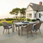 Tavolo da patio in alluminio Martha Stewart All-Weather 62 con 6 sedie impilabili in vimini e rattan - Grigio