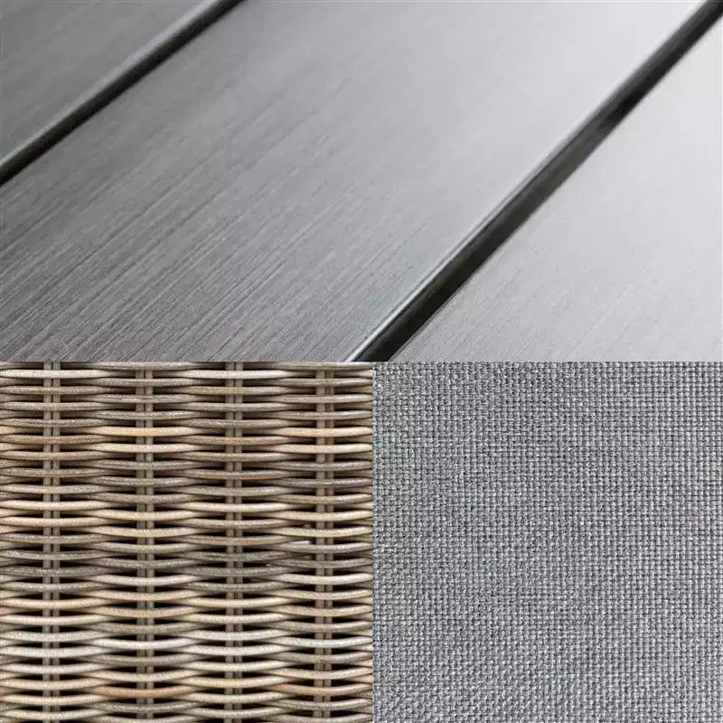 Tavolo da patio in alluminio Martha Stewart All-Weather 62 con 6 sedie impilabili in vimini e rattan - Grigio