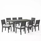 Christopher Knight Home Rani Set da Pranzo Moderno da 9 Pezzi in Acacia con Tavolo a Doghe Estensibile e Cuscini