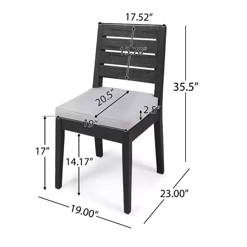 Christopher Knight Home Rani Set da Pranzo Moderno da 9 Pezzi in Acacia con Tavolo a Doghe Estensibile e Cuscini