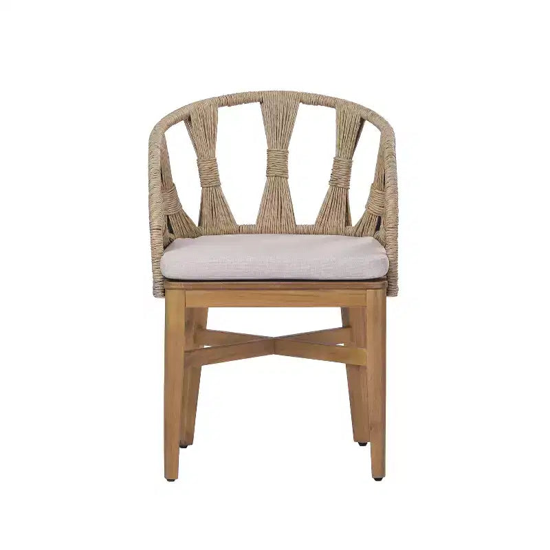 Christopher Knight Home Kenedy - Set da pranzo da esterno boho 7 pezzi in legno di acacia e vimini con tavolo allungabile a doghe