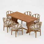 Christopher Knight Home Hendry Set da pranzo bohémien da 7 pezzi in legno di acacia e vimini per esterni con tavolo a doghe