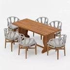 Christopher Knight Home Hendry Set da pranzo bohémien da 7 pezzi in legno di acacia e vimini per esterni con tavolo a doghe