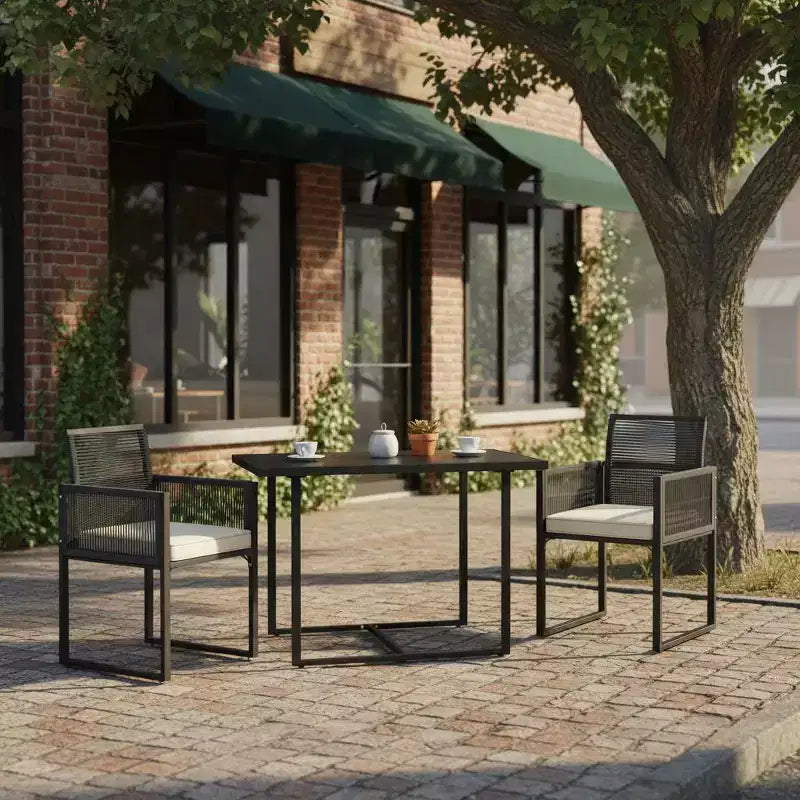 Ensemble de mobilier de jardin 3 pièces en rotin PE Gymax avec chaises pliantes rembourrées pour terrasse ou jardin