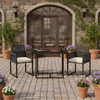 Ensemble de mobilier de jardin 3 pièces en rotin PE Gymax avec chaises pliantes rembourrées pour terrasse ou jardin