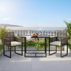 Ensemble de mobilier de jardin 3 pièces en rotin PE Gymax avec chaises pliantes rembourrées pour terrasse ou jardin