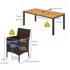 Gymax Set da Pranzo per Esterni 9 Pezzi con Tavolo in Legno di Acacia e Sedie in Rattan PE per 8 Persone Include Foro per Ombrellone per Patio Giardino Terrazza