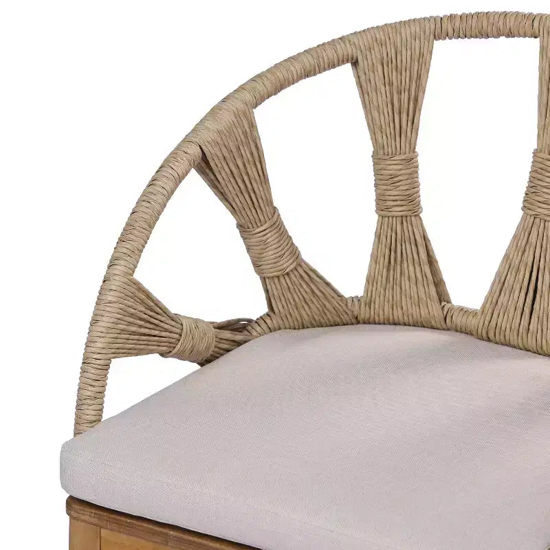 Christopher Knight Home Cascade, set da pranzo Boho da esterno a 7 pezzi in legno di acacia e vimini con tavolo ovale a doghe da esterno