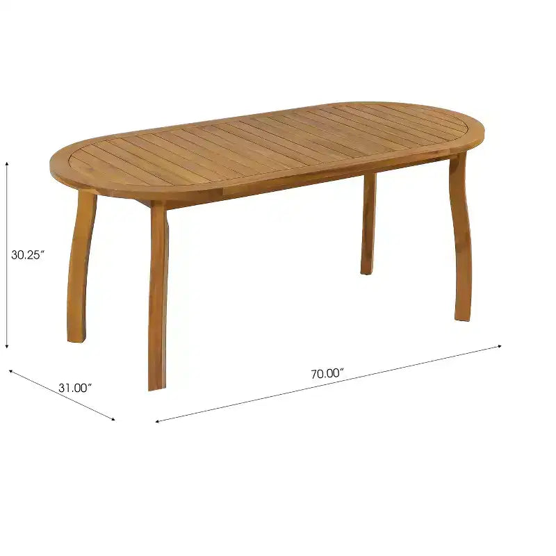 Christopher Knight Home Cascade, set da pranzo Boho da esterno a 7 pezzi in legno di acacia e vimini con tavolo ovale a doghe da esterno