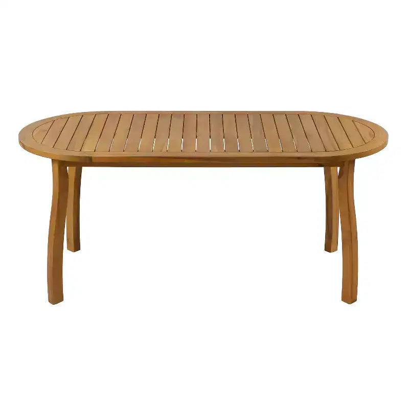 Christopher Knight Home Cascade, set da pranzo Boho da esterno a 7 pezzi in legno di acacia e vimini con tavolo ovale a doghe da esterno