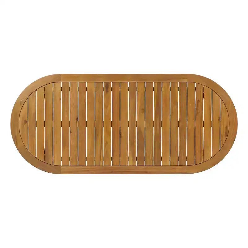 Christopher Knight Home Cascade, set da pranzo Boho da esterno a 7 pezzi in legno di acacia e vimini con tavolo ovale a doghe da esterno
