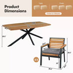 Set da pranzo per esterno Whisen da 7 pezzi per 6 persone, set tavolo e sedie da patio, set da pranzo da giardino, 1 tavolo da pranzo rettangolare e 6 sedie con cuscini