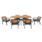 Set da pranzo per esterno Whisen da 7 pezzi per 6 persone, set tavolo e sedie da patio, set da pranzo da giardino, 1 tavolo da pranzo rettangolare e 6 sedie con cuscini