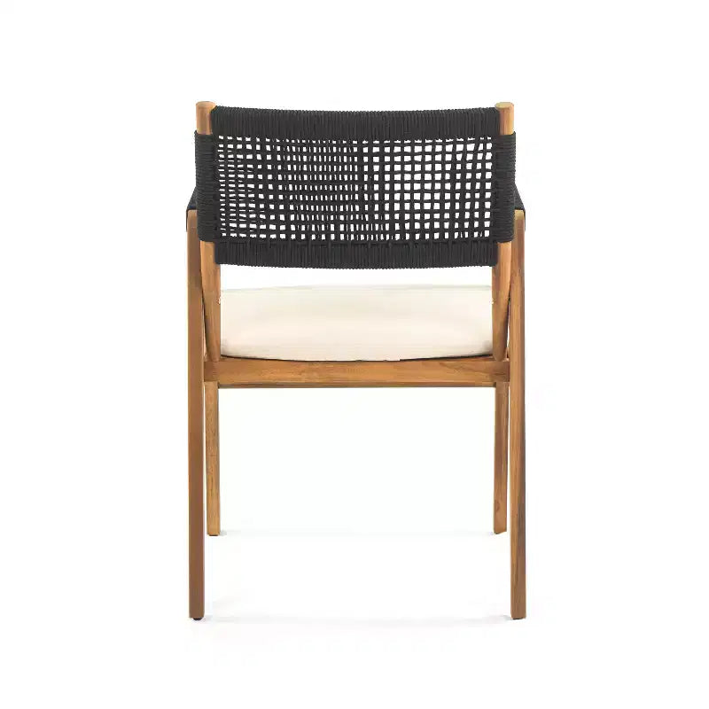 Set da pranzo per esterni ModernLuxe, set conversazione da patio da 7 pezzi in legno di acacia con poltrone in corda intrecciata