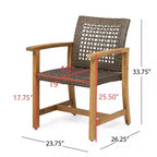 Set da pranzo da esterni in 5 pezzi in legno di acacia e rattan PE, set da 4 posti con tavolo e sedie da esterni per impieghi gravosi