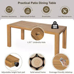 Ensemble de salle à manger Polibi 6 places en acacia pour terrasse avec table à trou pour parasol, banc rembourré et 4 fauteuils