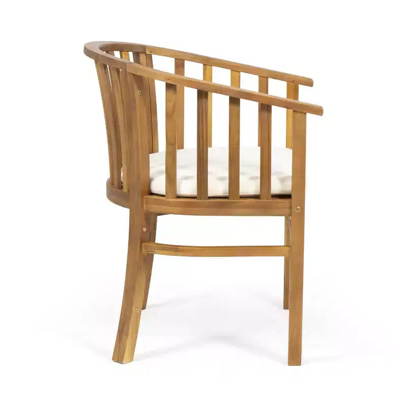 Christopher Knight Home Estrella — Ensemble de salle à manger moderne de 7 pièces pour patio en acacia avec table à lattes et coussins