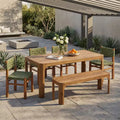 Christopher Knight Home Yuri Modern 6 Piece Patio Acacia Dining Set with Slatted Table and PE Wicker Design