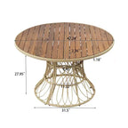 Set da Pranzo da Esterno a 5 Pezzi con Tavolo Rotondo in Legno di Acacia e 4 Poltrone Intrecciate, Mobili da Giardino Moderni per Cortile, Terrazza-Panipeachy