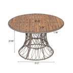 Set da Pranzo da Esterno a 5 Pezzi con Tavolo Rotondo in Legno di Acacia e 4 Poltrone Intrecciate, Mobili da Giardino Moderni per Cortile, Terrazza-Panipeachy