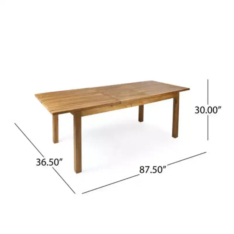 Set da pranzo da esterno estensibile moderno a 7 pezzi con tavolo in legno di acacia e 6 sedie, mobili da pranzo espandibili per il patio - Panipeachy