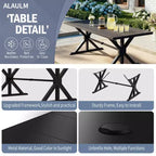 ALAULM Set da Pranzo per Patio 7 Pezzi, Set di Mobili da Esterno in Metallo con 6 Sedie Girevoli Basculanti e Tavolo Grande in Metallo con Foro per Ombrellone per Giardino, Cortile