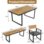 ModernLuxe Set da pranzo da esterno 6 pezzi per 6-7 persone, Set mobili da giardino Tavolo e sedie da pranzo con cuscini e Struttura resistente alle intemperie