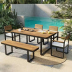 ModernLuxe Set da pranzo da esterno 6 pezzi per 6-7 persone, Set mobili da giardino Tavolo e sedie da pranzo con cuscini e Struttura resistente alle intemperie