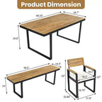 ModernLuxe Set da pranzo da esterno 6 pezzi per 6-7 persone, Set mobili da giardino Tavolo e sedie da pranzo con cuscini e Struttura resistente alle intemperie