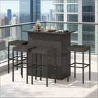 GDFStudio Jana Modern 5 Piece Metal and PE Rattan Outdoor Bar Set with Tempered Glass Tabletop