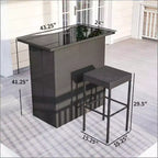 GDFStudio Jana Set da Bar Moderno da Esterno in 5 Pezzi in Metallo e Rattan PE con Tavolo con Piano in Vetro Temperato