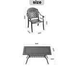 Set da pranzo da 5 pezzi rettangolare in alluminio fuso per patio, per esterni, giardino, terrazza, bordo piscina con cuscini